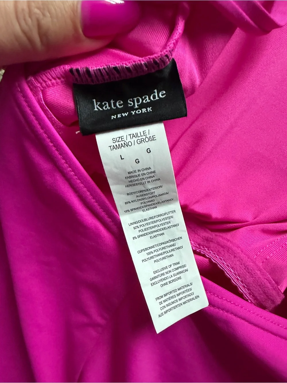 NWT Kate Spade High Neck One Piece Swimsuit Sz L Rosette Solids